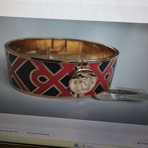 Spartina never worn, Gold Tone Bangle with Red and Black Design